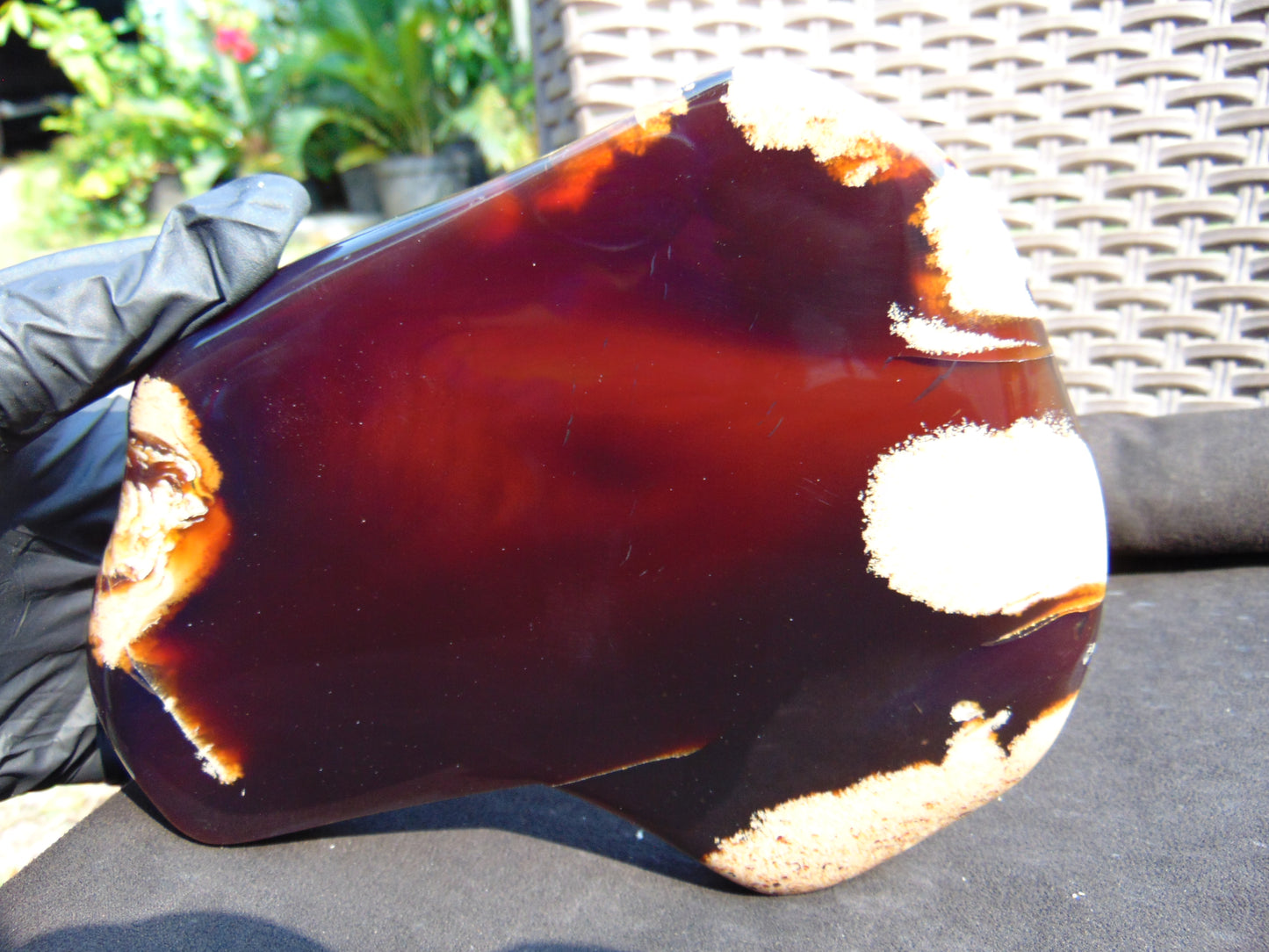 345 gram Slab polished Indonesian Sumatra Cherry Red Amber for Healing 25Y120