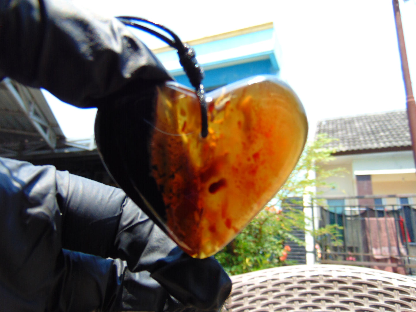 11 gr Heart Pendant Indonesian Blue Amber for Healing PDN653