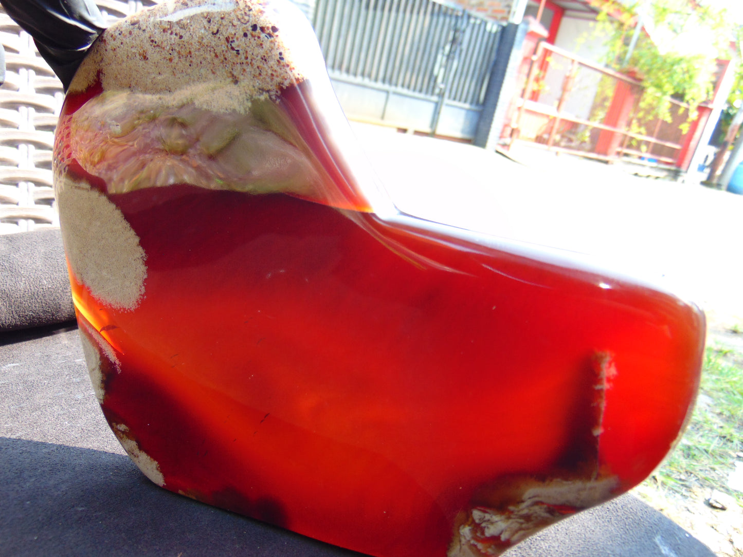 345 gram Slab polished Indonesian Sumatra Cherry Red Amber for Healing 25Y120