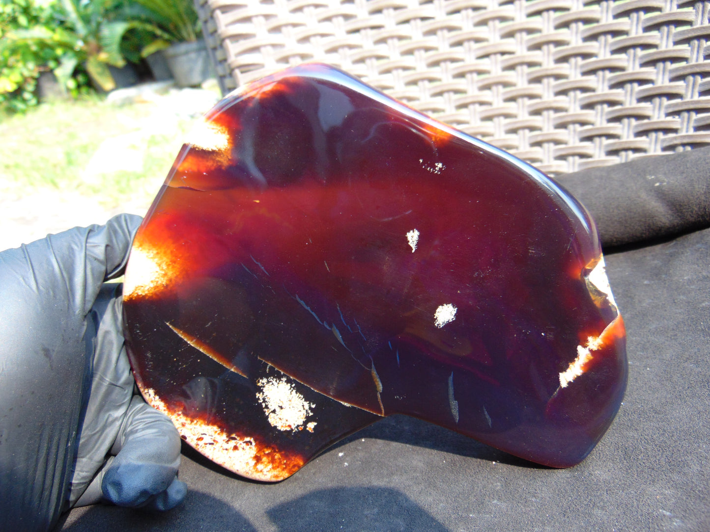 345 gram Slab polished Indonesian Sumatra Cherry Red Amber for Healing 25Y120