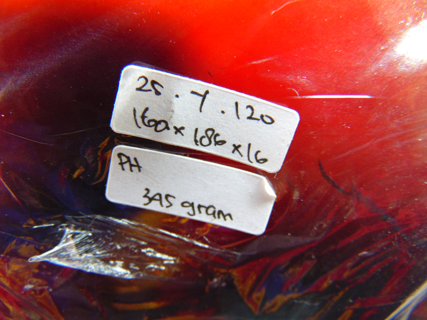 345 gram Slab polished Indonesian Sumatra Cherry Red Amber for Healing 25Y120