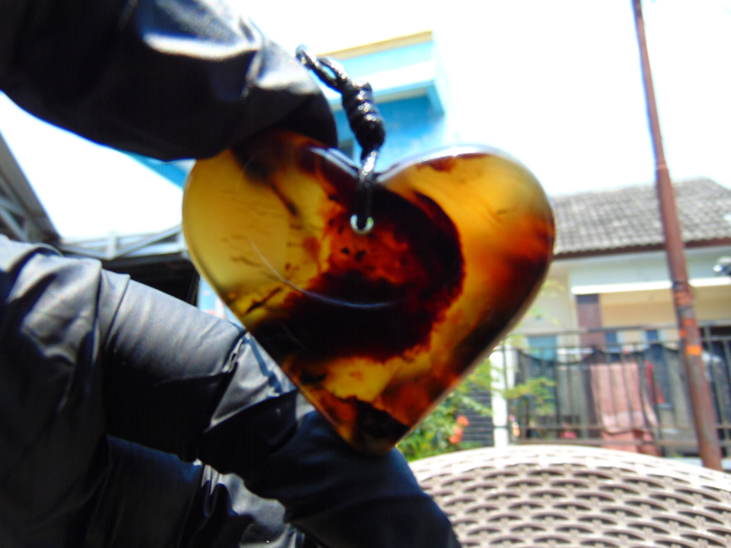 13 gr Heart Pendant Indonesian Blue Amber for Healing PCY730
