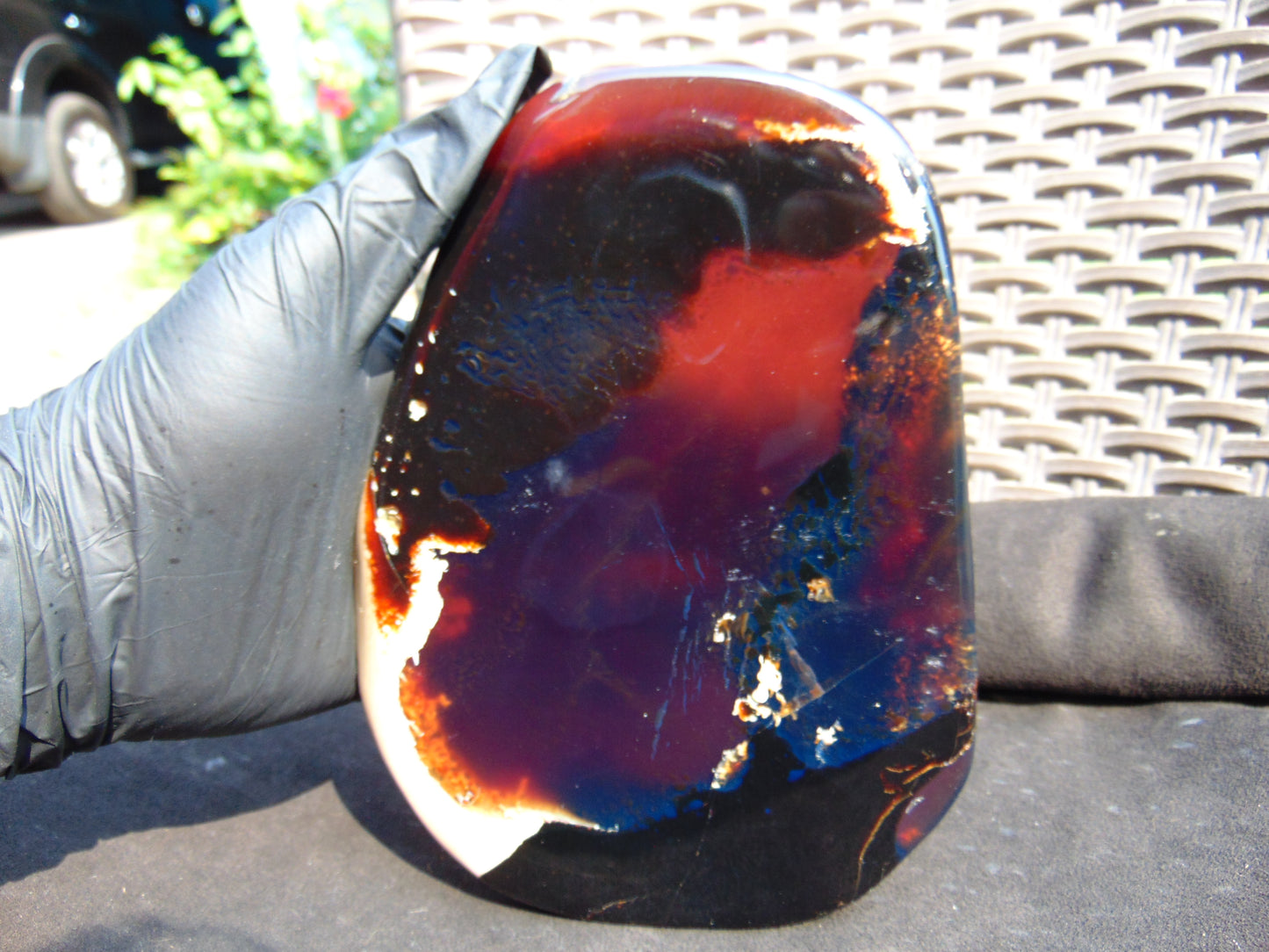 373 gram Slab Slim polished Indonesian Blue Amber for Healing 25N116