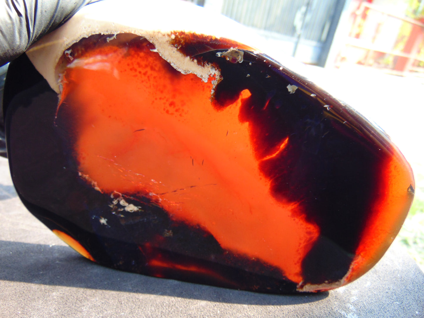 373 gram Slab Slim polished Indonesian Blue Amber for Healing 25N116