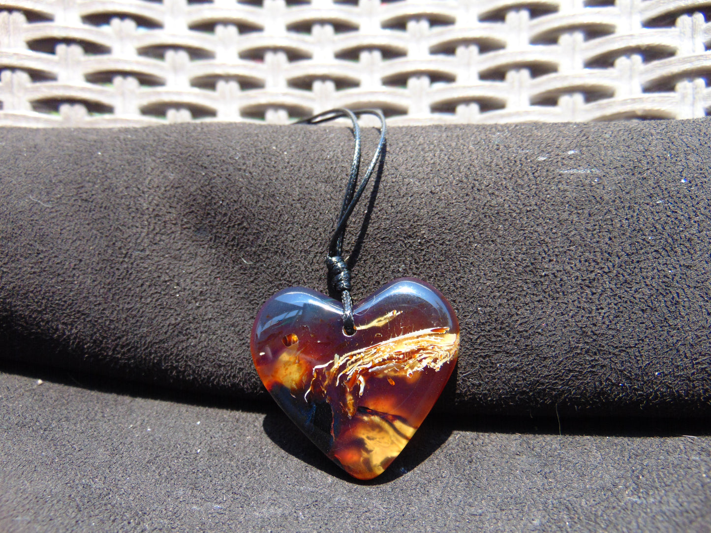 10 gr Heart Pendant Indonesian Blue Amber for Healing PBAIK68