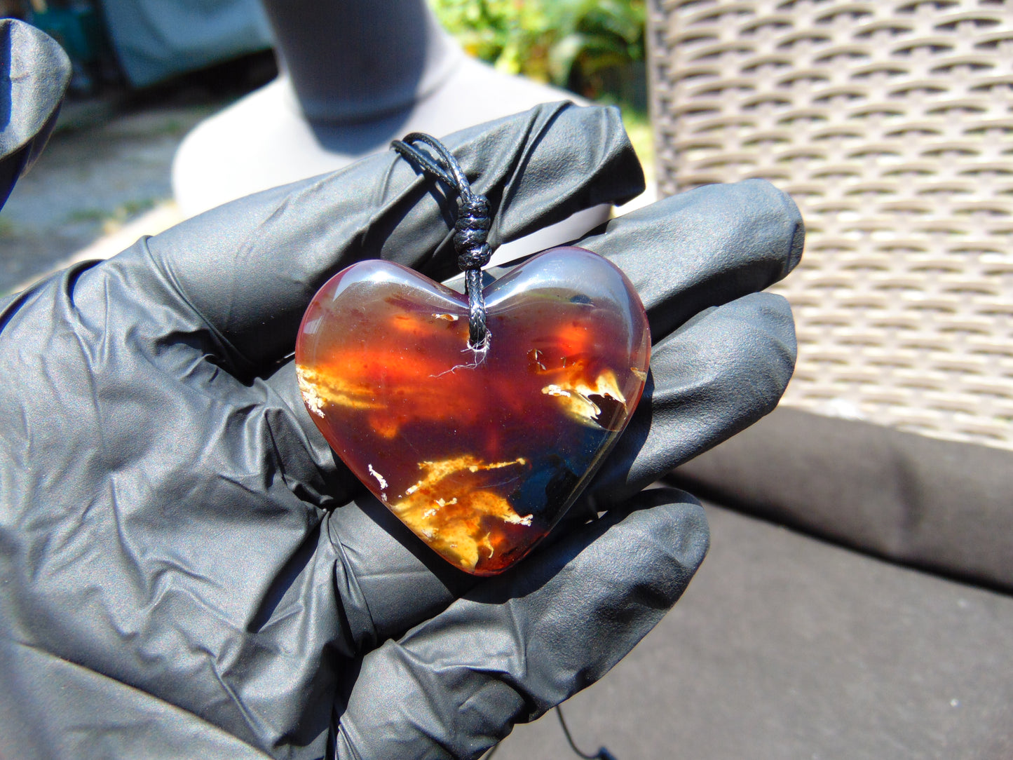 10 gr Heart Pendant Indonesian Blue Amber for Healing PBAIK68