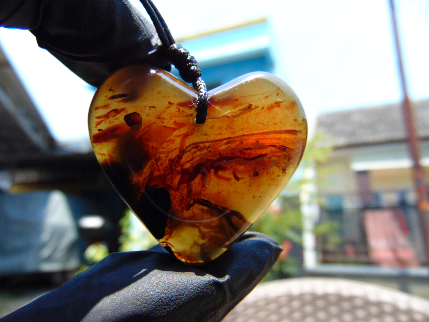10 gr Heart Pendant Indonesian Blue Amber for Healing PBAIK68