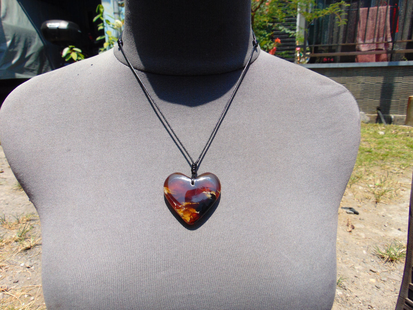10 gr Heart Pendant Indonesian Blue Amber for Healing PBAIK68