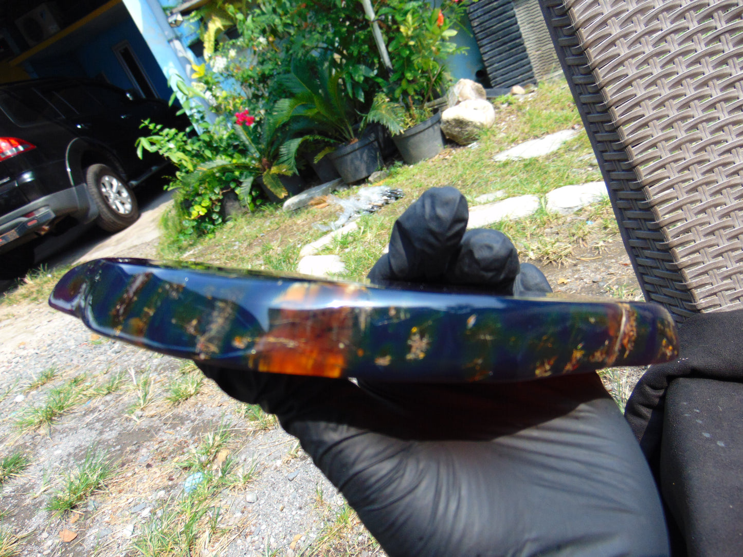286 gram Slab Slim polished 230x80x22 m Indonesian Blue Amber for Healing 25A187