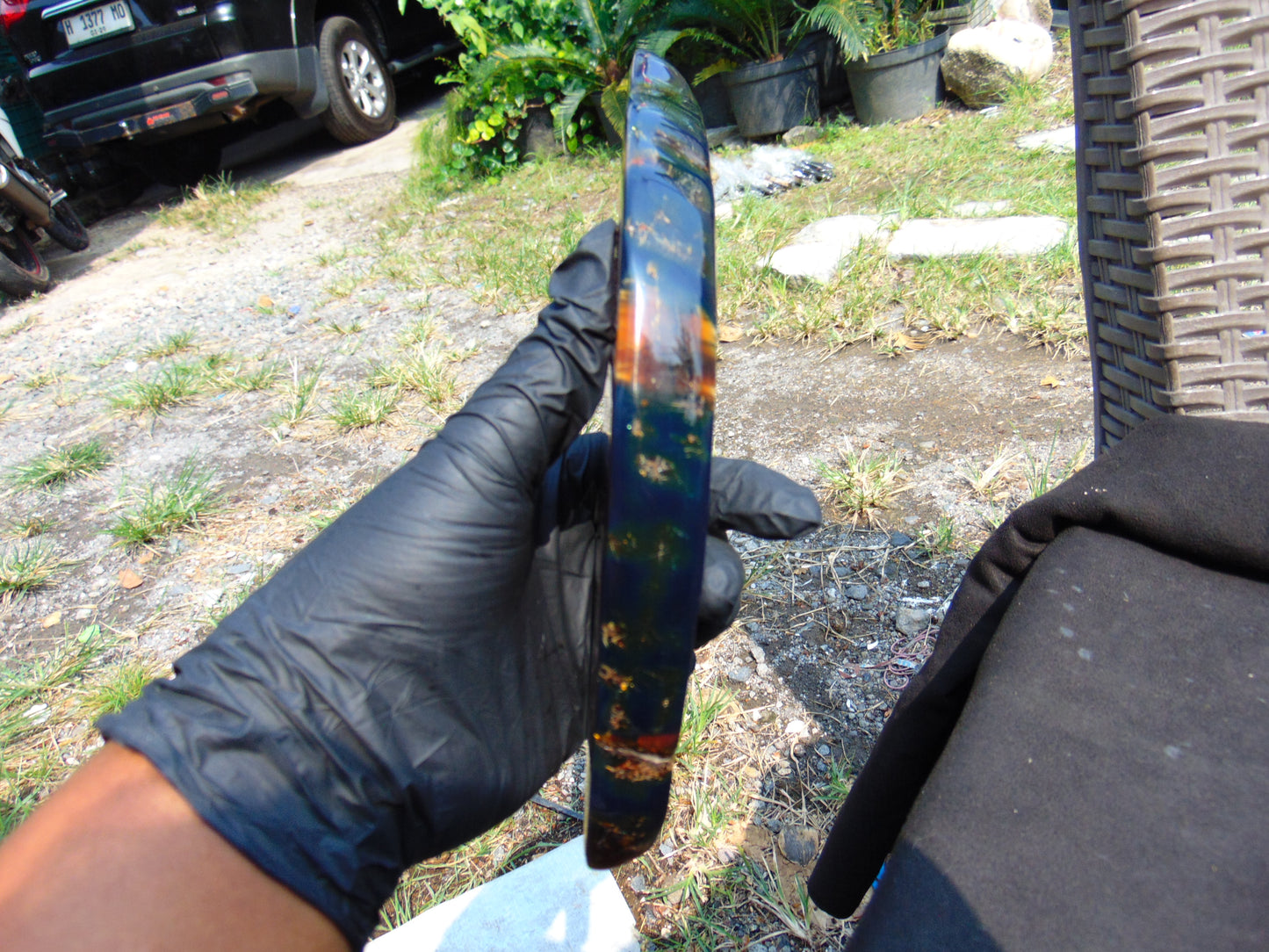 286 gram Slab Slim polished 230x80x22 m Indonesian Blue Amber for Healing 25A187