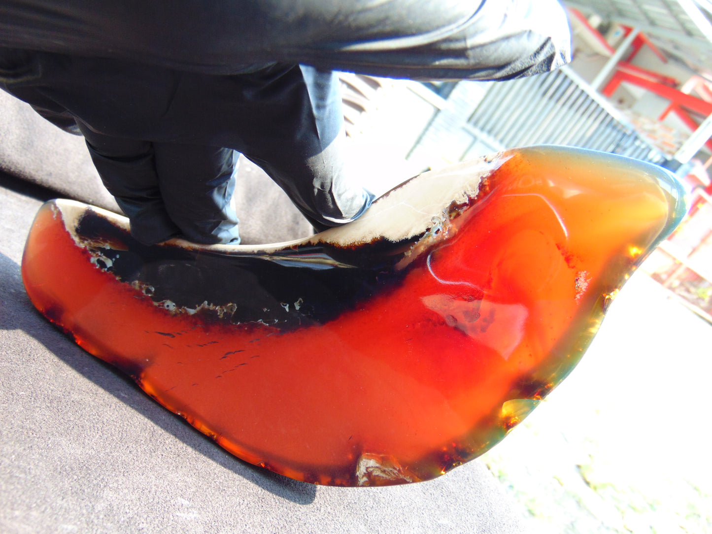 286 gram Slab Slim polished 230x80x22 m Indonesian Blue Amber for Healing 25A187
