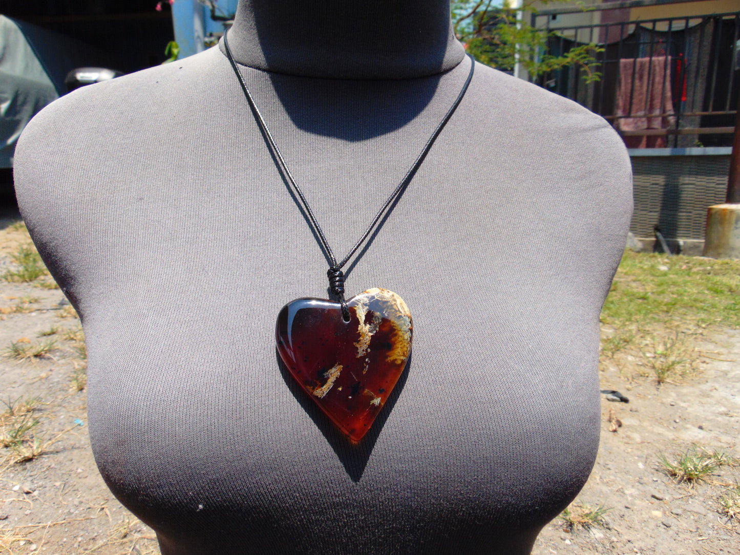 24 gr Heart Pendant Indonesian Blue Amber for Healing PDY735