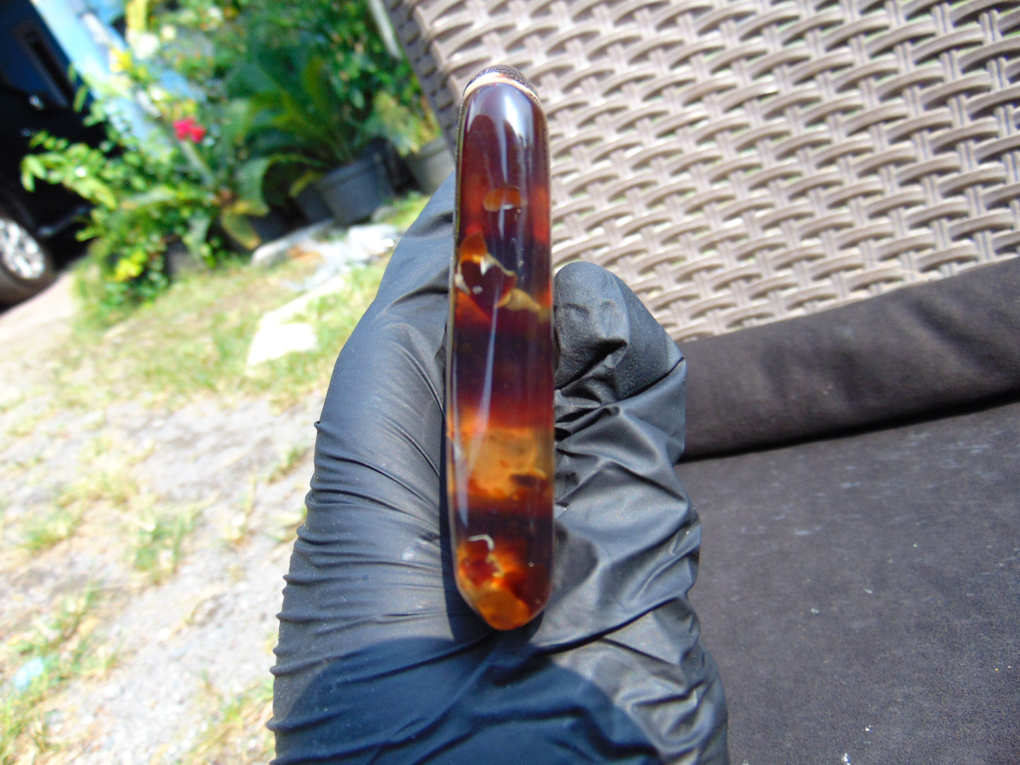 67 gram Slab polished Indonesian Sumatra Yellow Blue Amber for Healing 25Y112
