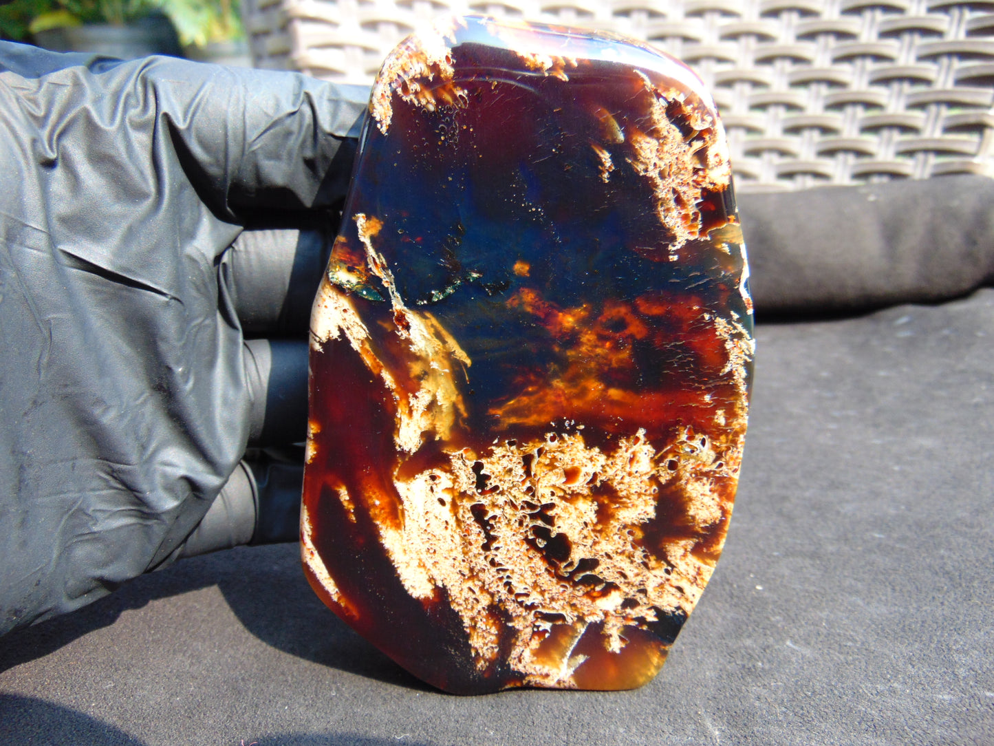 109 gram Slab Slim polished Indonesian White Red Amber for Healing 25A205