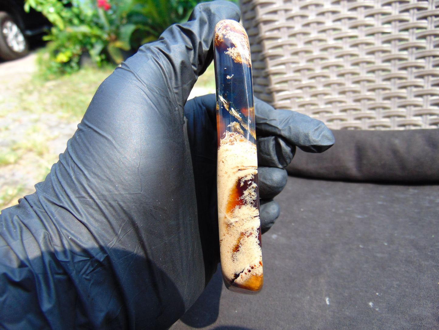 109 gram Slab Slim polished Indonesian White Red Amber for Healing 25A205