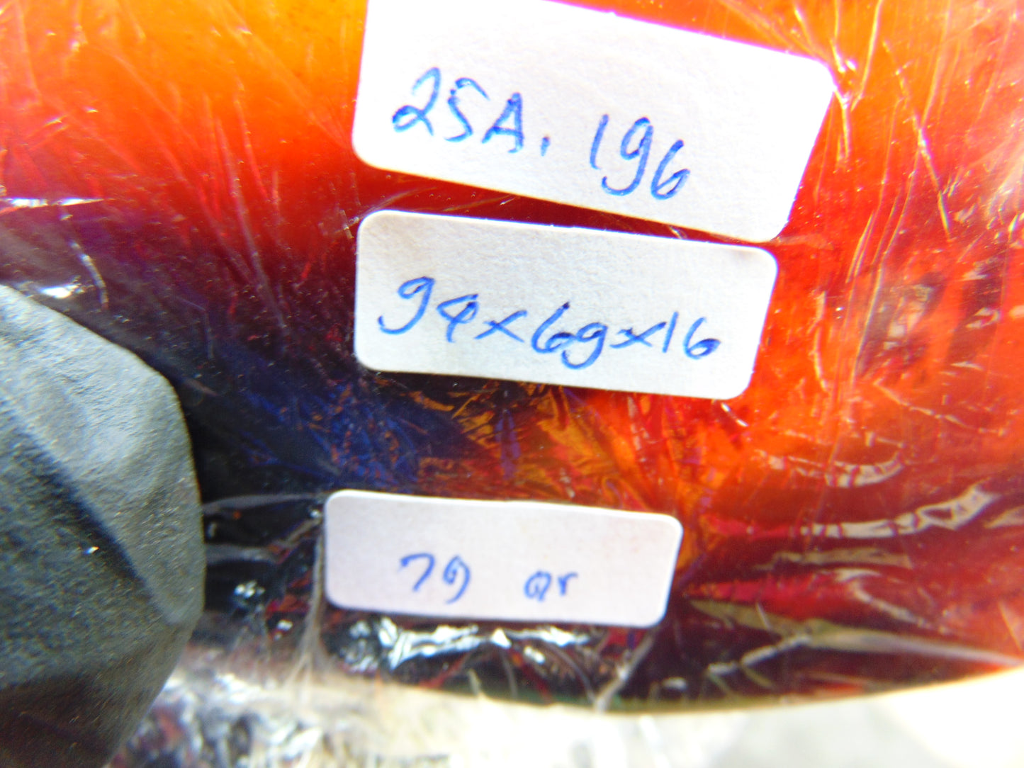 79 gram Slab Slim polished Indonesian Purple Blue Amber for Healing 25A196