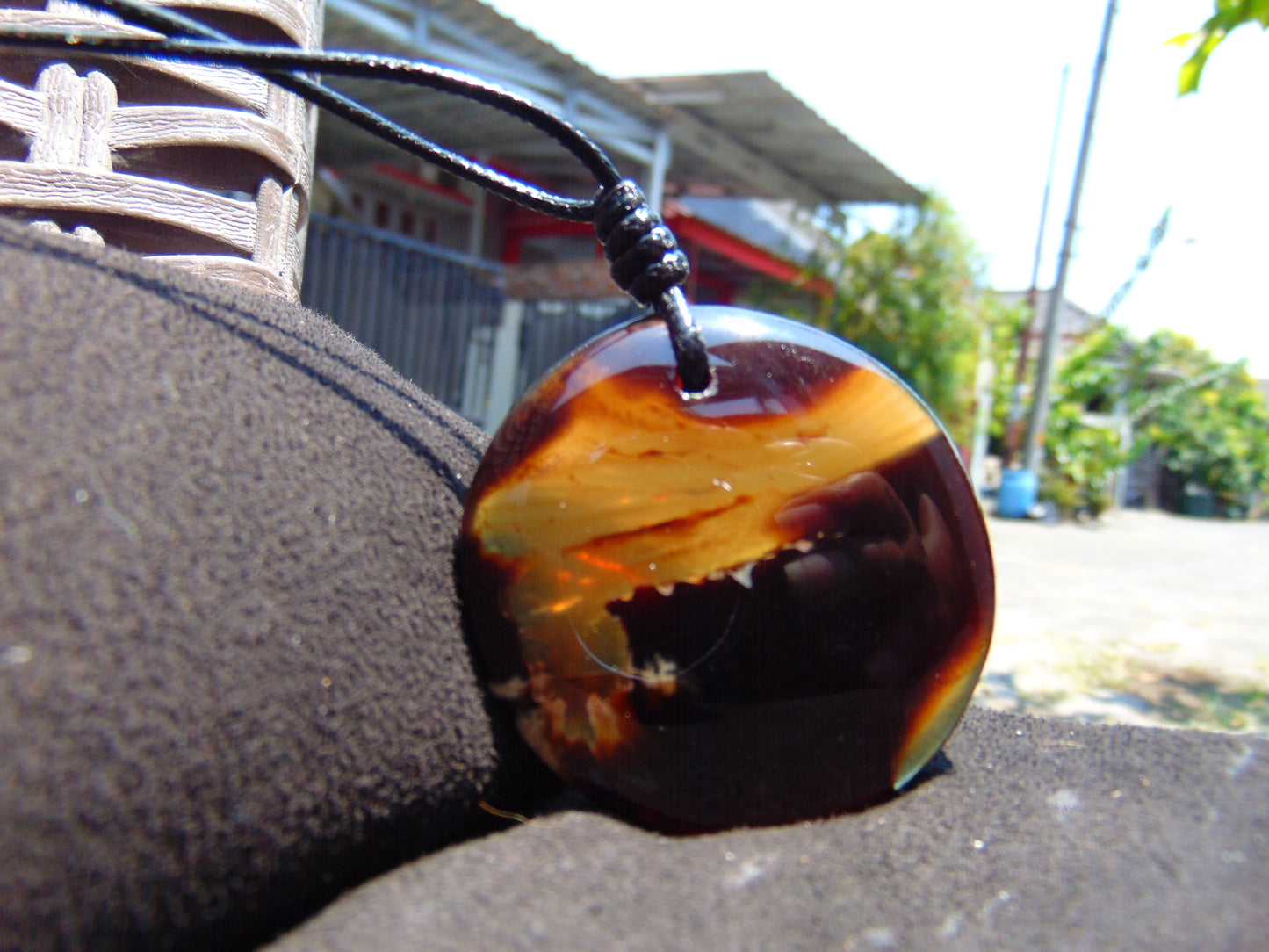 13 gr Chip Pendant Indonesian blue Amber for Healing AJ57