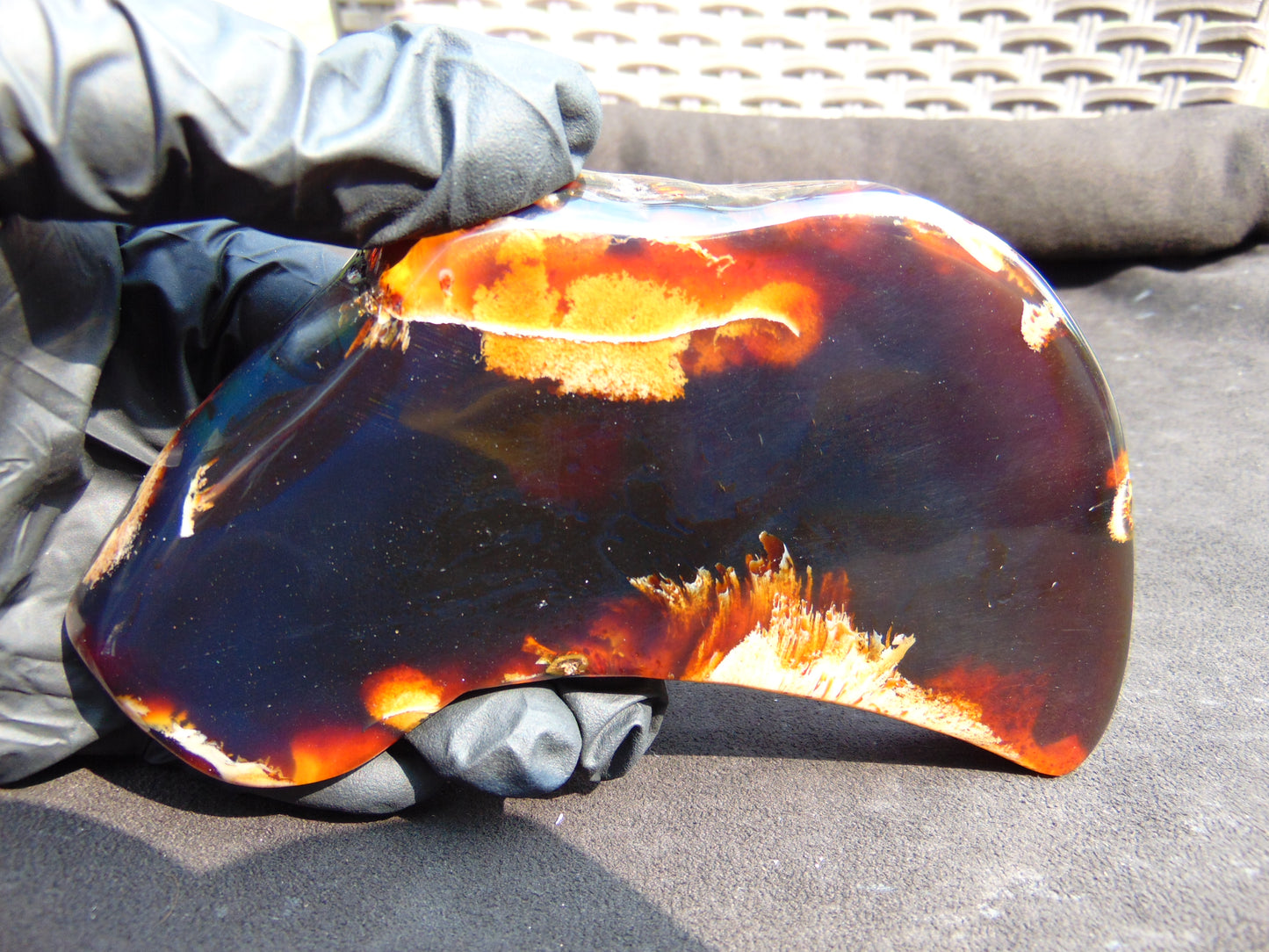 139 gram Slab Slim polished Indonesian Dark Purple Amber for Healing 25A201