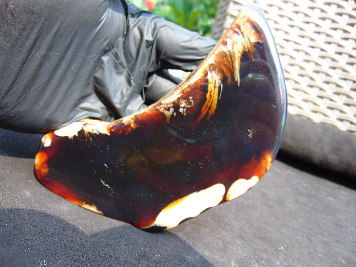 139 gram Slab Slim polished Indonesian Dark Purple Amber for Healing 25A201
