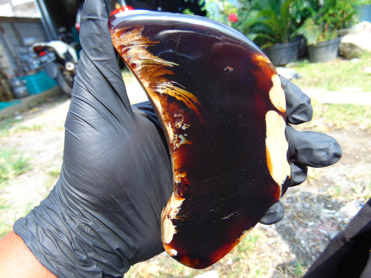 139 gram Slab Slim polished Indonesian Dark Purple Amber for Healing 25A201