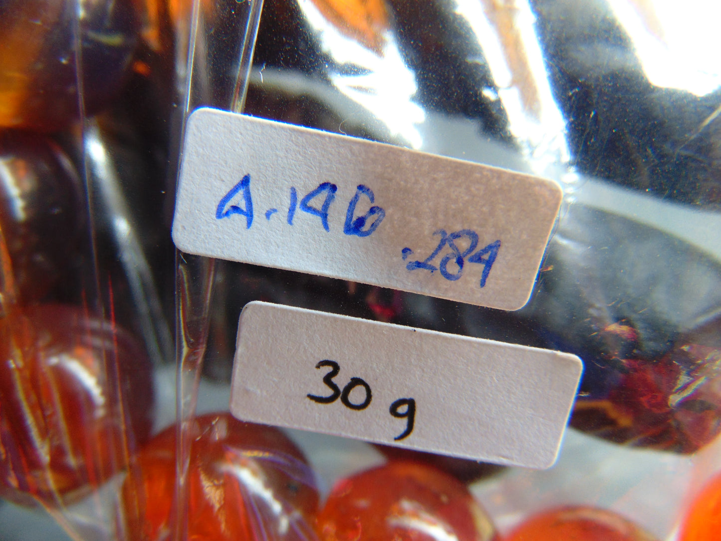 30 gram 14 Beads Mala Bracelet Indonesian Blue Yellow Amber for Healing A14G284