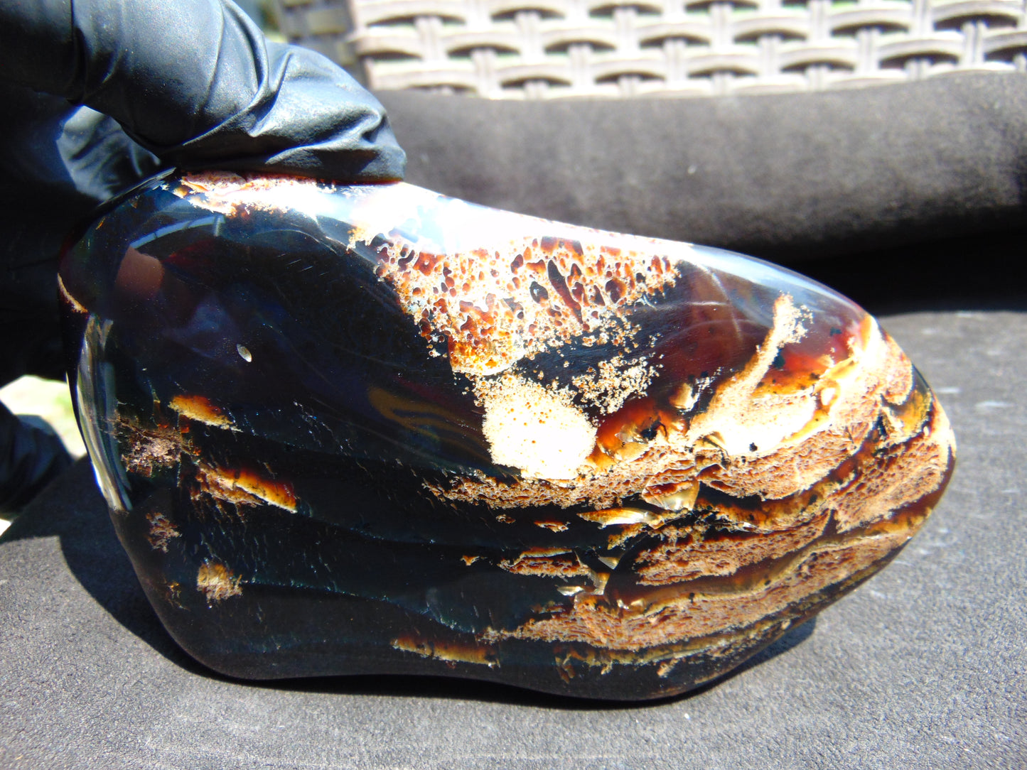120 gram Slab Slim polished Indonesian Purple Blue Amber for Healing 25A197