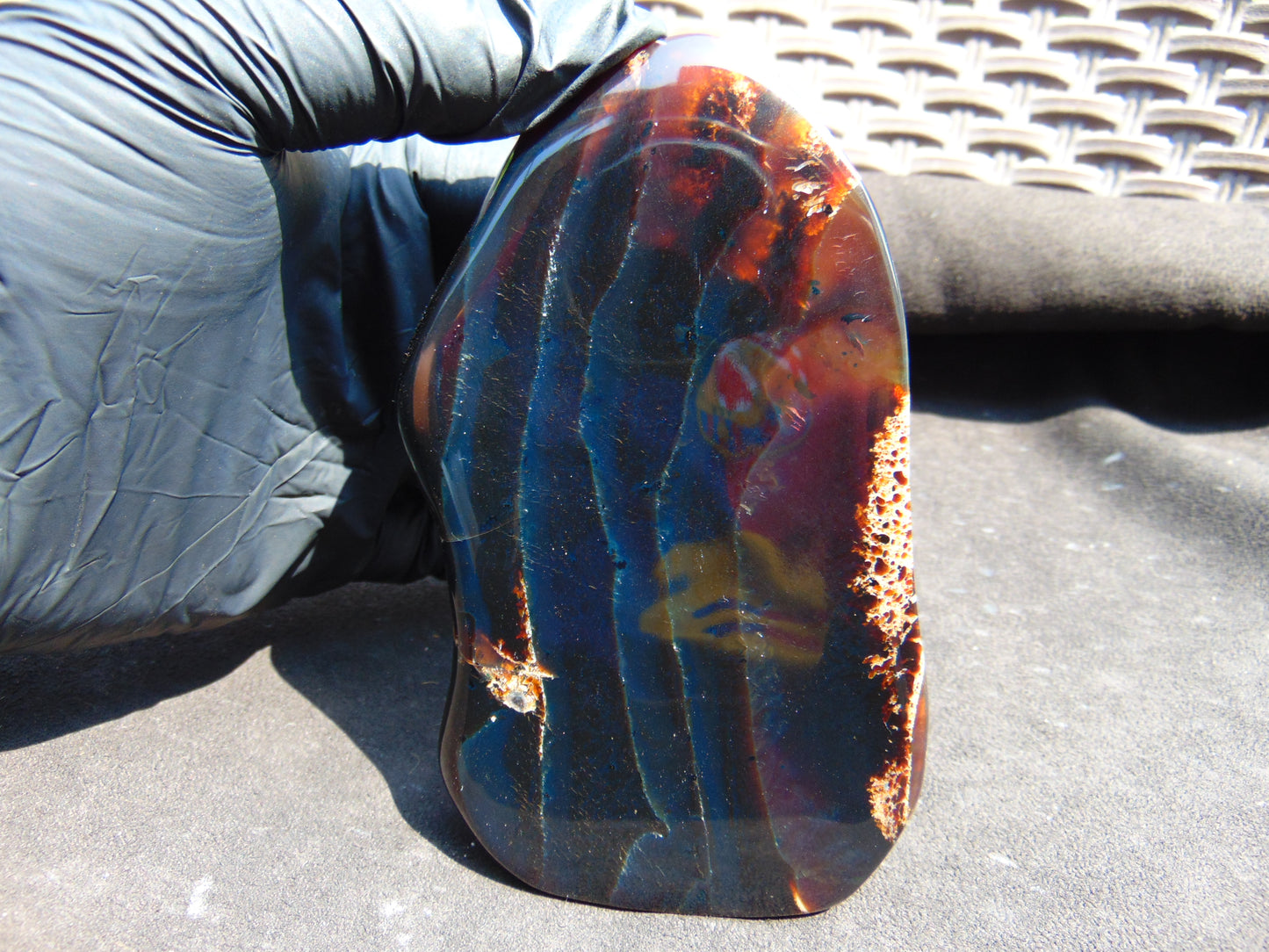120 gram Slab Slim polished Indonesian Purple Blue Amber for Healing 25A197
