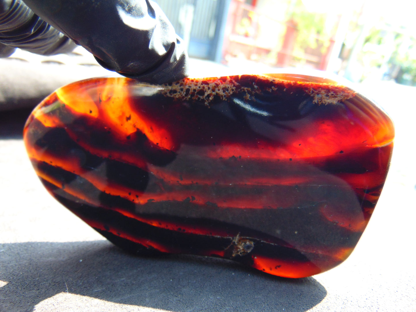 120 gram Slab Slim polished Indonesian Purple Blue Amber for Healing 25A197