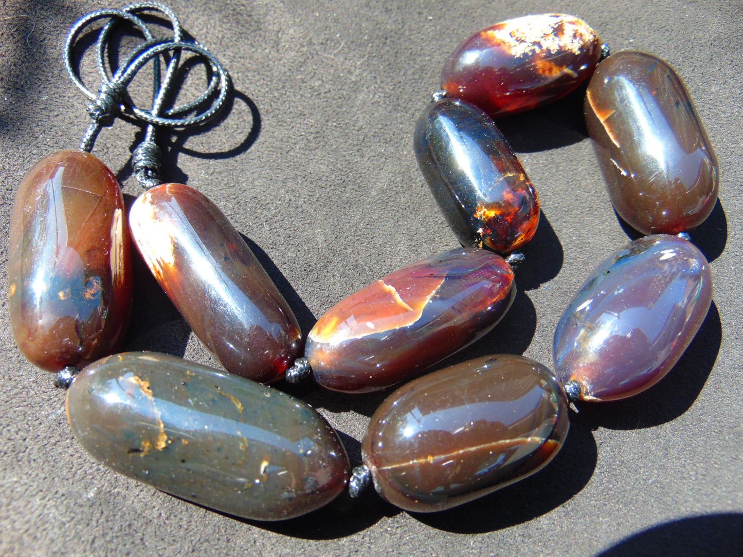 121 gram Small Beads Combination Necklace Indonesian Dark Green Amber for Healing NE54