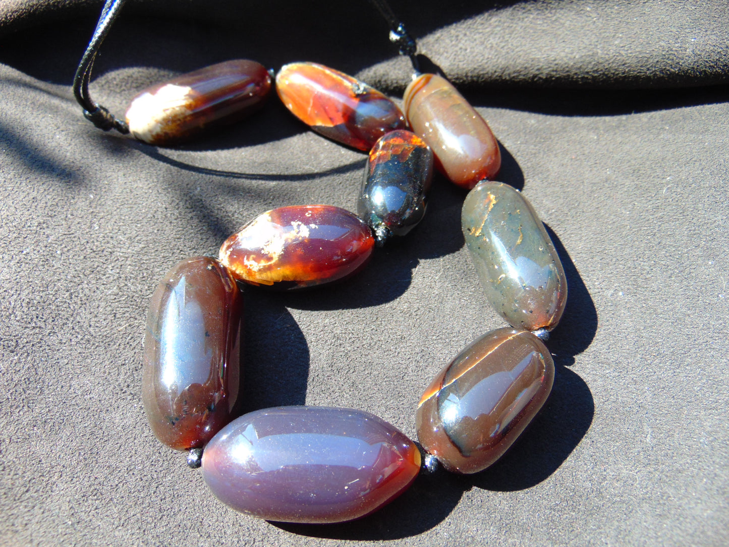 121 gram Small Beads Combination Necklace Indonesian Dark Green Amber for Healing NE54