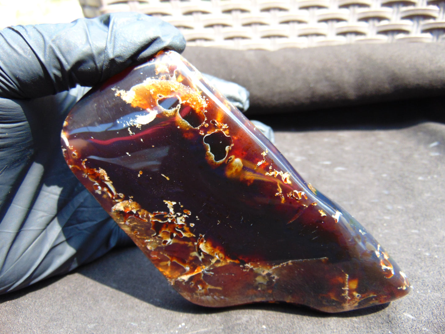 107 gram Slab polished Indonesian Sumatra Mushroom Inclusion Purple Amber for Healing 25Y128