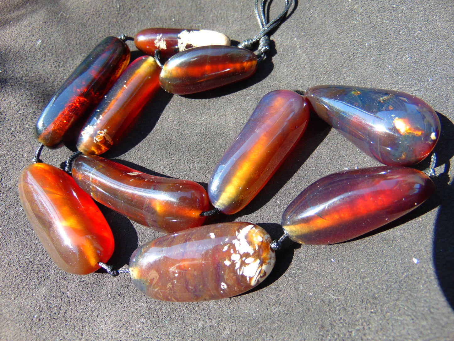 84 gram Small Beads Combination Necklace Indonesian Blue Amber for Healing NE55