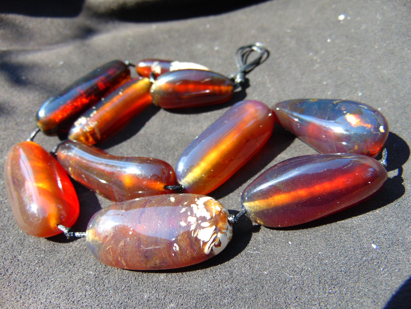 84 gram Small Beads Combination Necklace Indonesian Blue Amber for Healing NE55