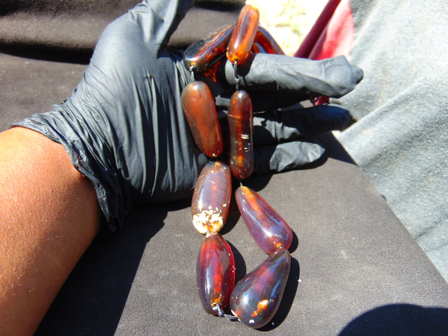 84 gram Small Beads Combination Necklace Indonesian Blue Amber for Healing NE55