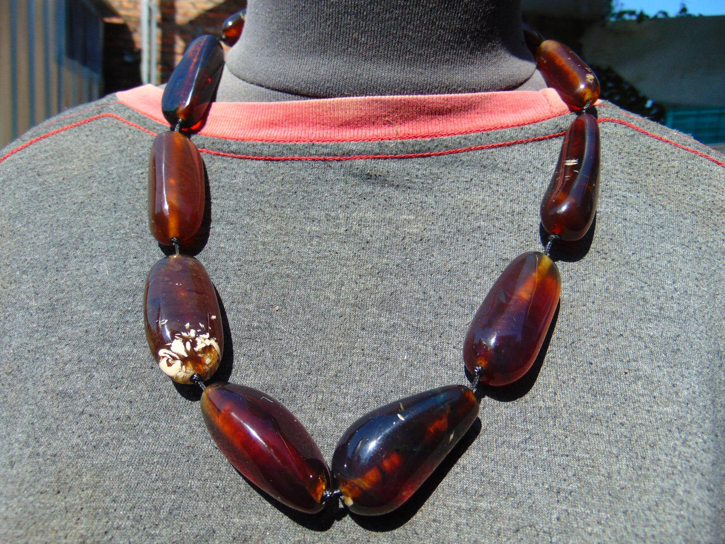 84 gram Small Beads Combination Necklace Indonesian Blue Amber for Healing NE55