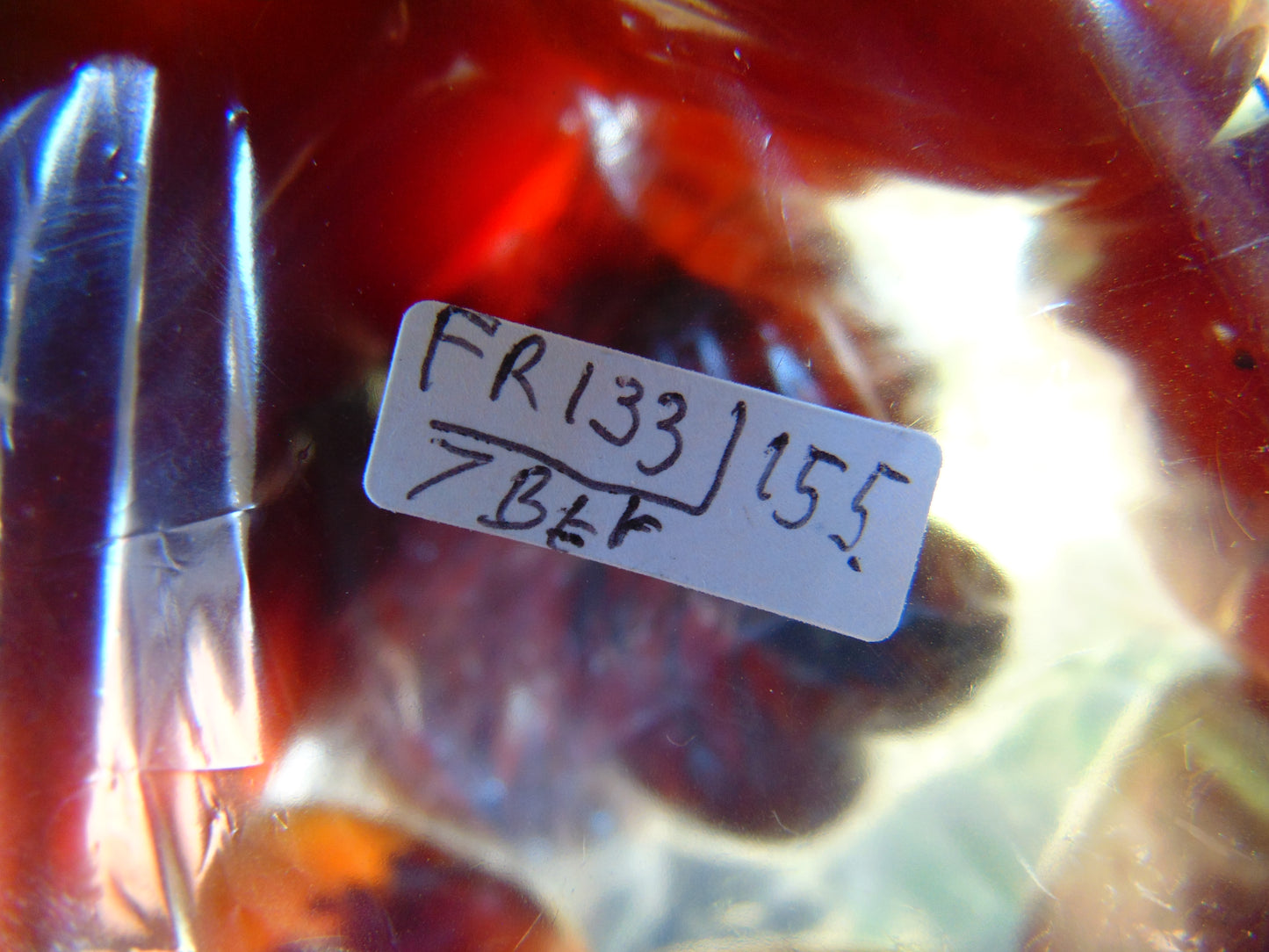 155 gr 7 Square Beads Bangle Indonesian Sumatra Red Purple Amber for Healing FR133