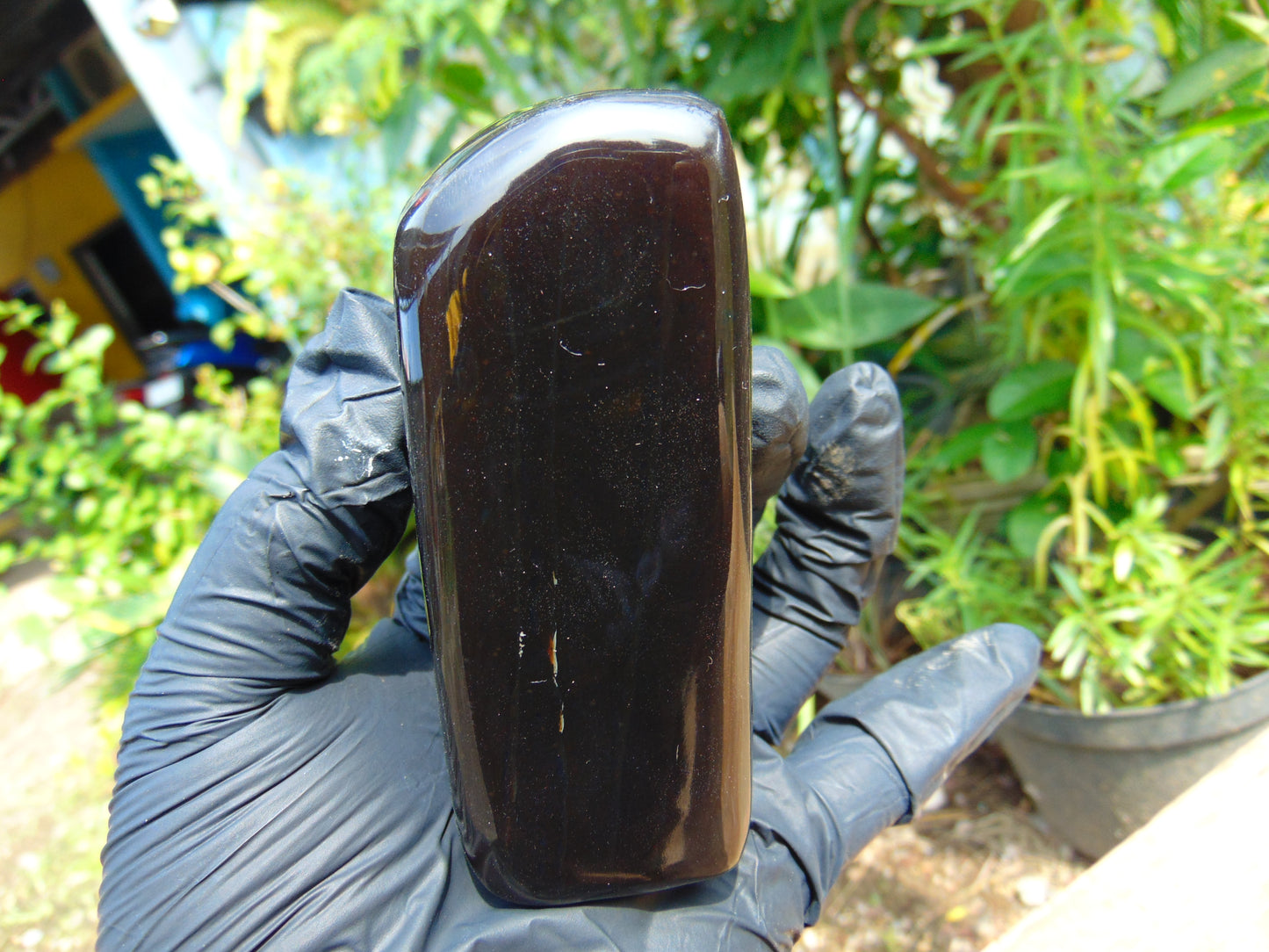 151 gr Rectangle Shaped Full Polished 9x4 cm Indonesia Dark Amber for Healing ML1