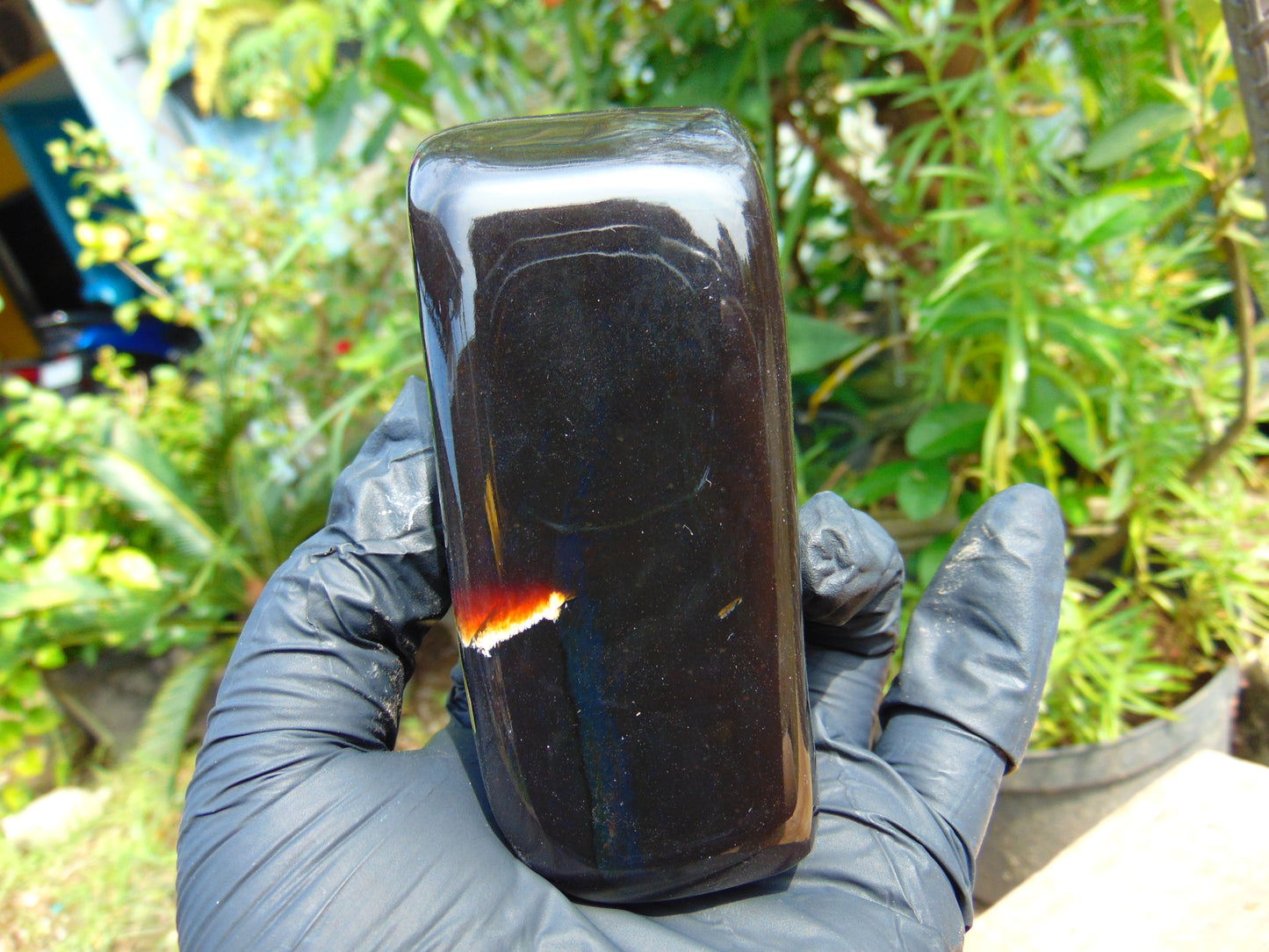 151 gr Rectangle Shaped Full Polished 9x4 cm Indonesia Dark Amber for Healing ML1