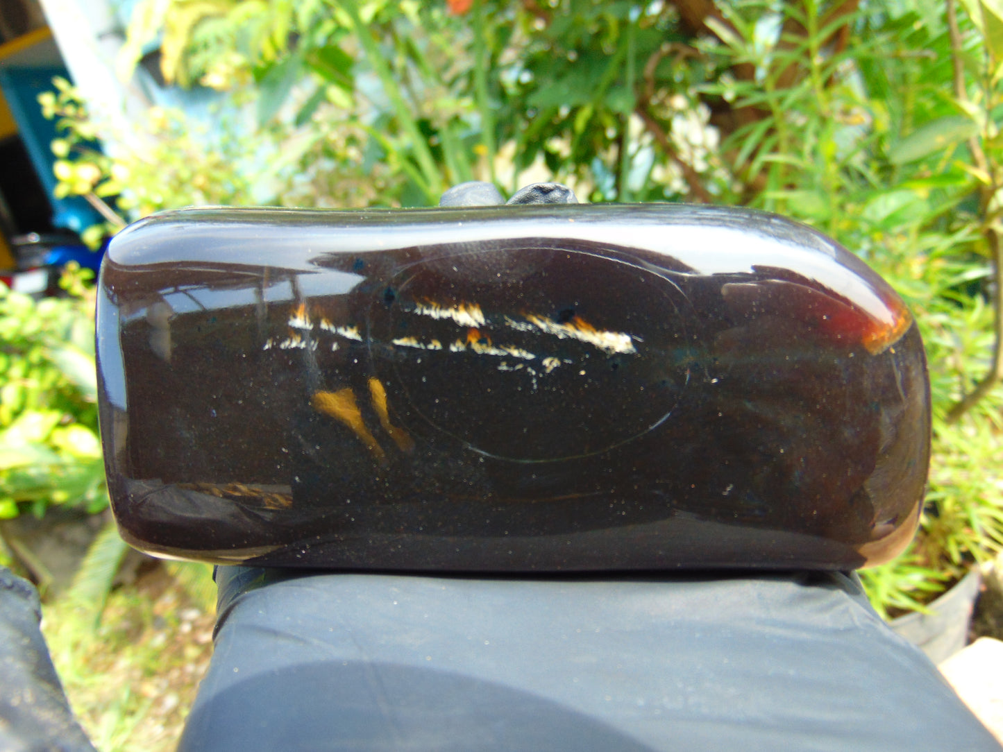 151 gr Rectangle Shaped Full Polished 9x4 cm Indonesia Dark Amber for Healing ML1