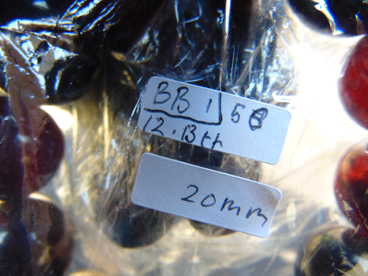 58 gram 12 Beads Mala Bracelet Indonesian Inclusion Blue Amber 20 mm for Healing BB1