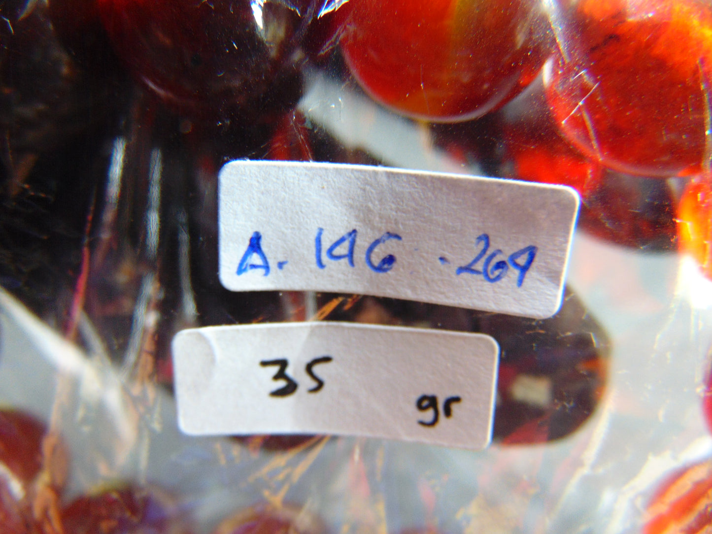 35 gram 14 Beads Mala Bracelet Indonesian Red Amber 16 mm for Healing A14G264