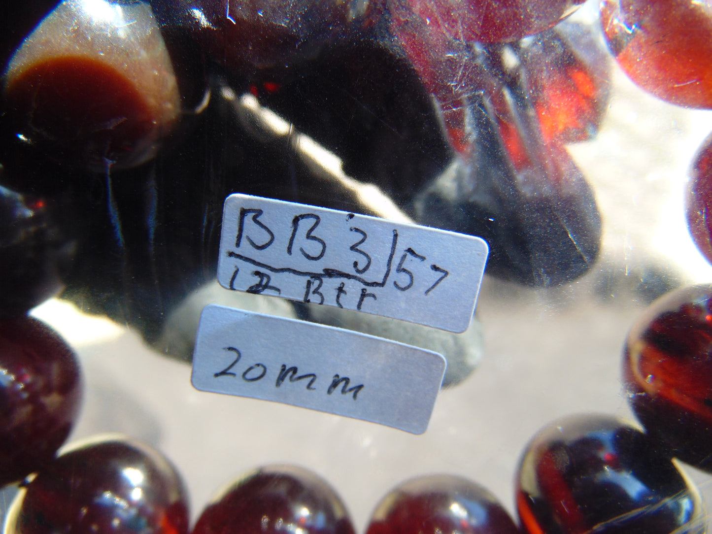 57 gram 12 Beads Mala Bracelet Indonesian Red Bluish Amber 20 mm for Healing G20B103
