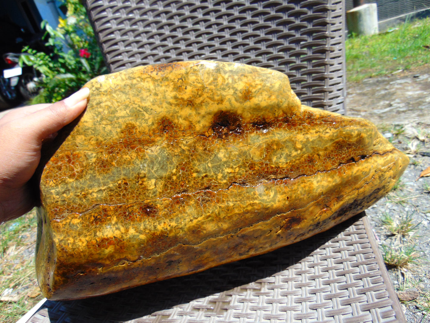 7606 gram Polished Indonesia Yellow Fragrance Amber for Healing K828