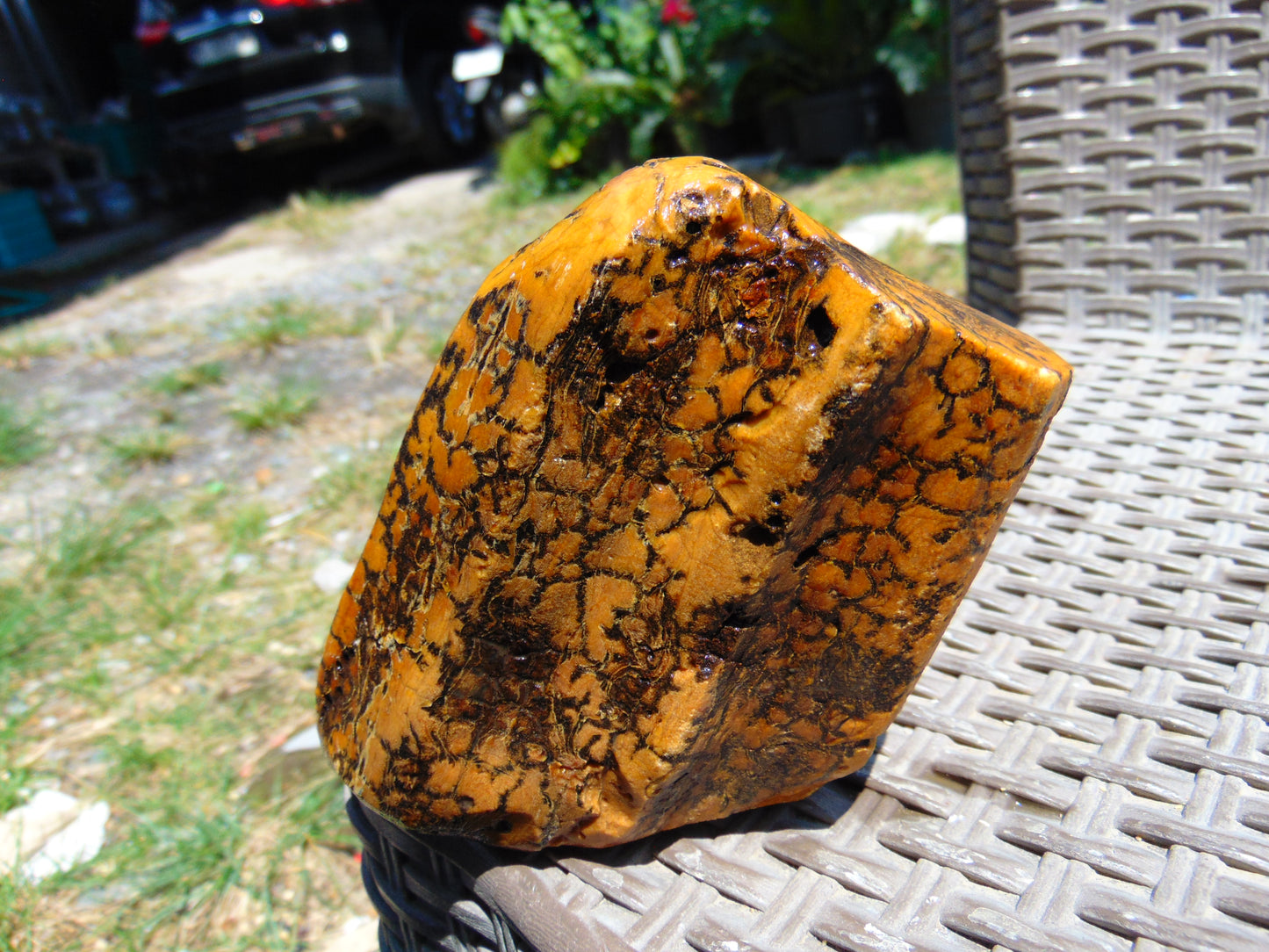 351 gram Polished Indonesia Yellow Fragrance Amber for Healing K823