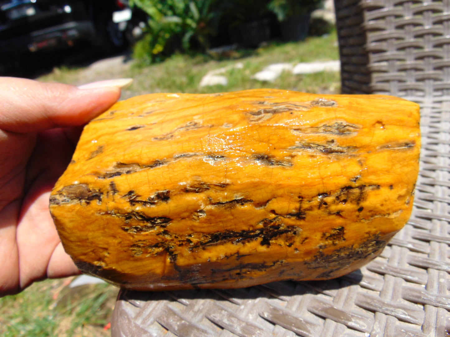 214 gram Polished Indonesia Yellow Fragrance Amber for Healing K825
