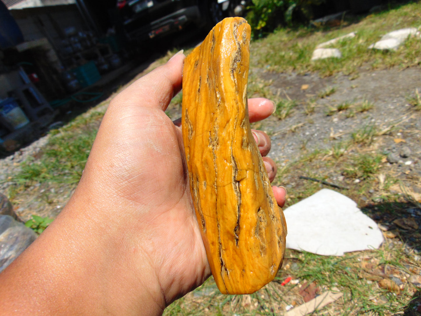 214 gram Polished Indonesia Yellow Fragrance Amber for Healing K825