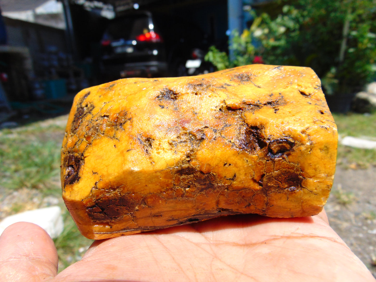 261 gram Polished Indonesia Yellow Fragrance Amber for Healing K822