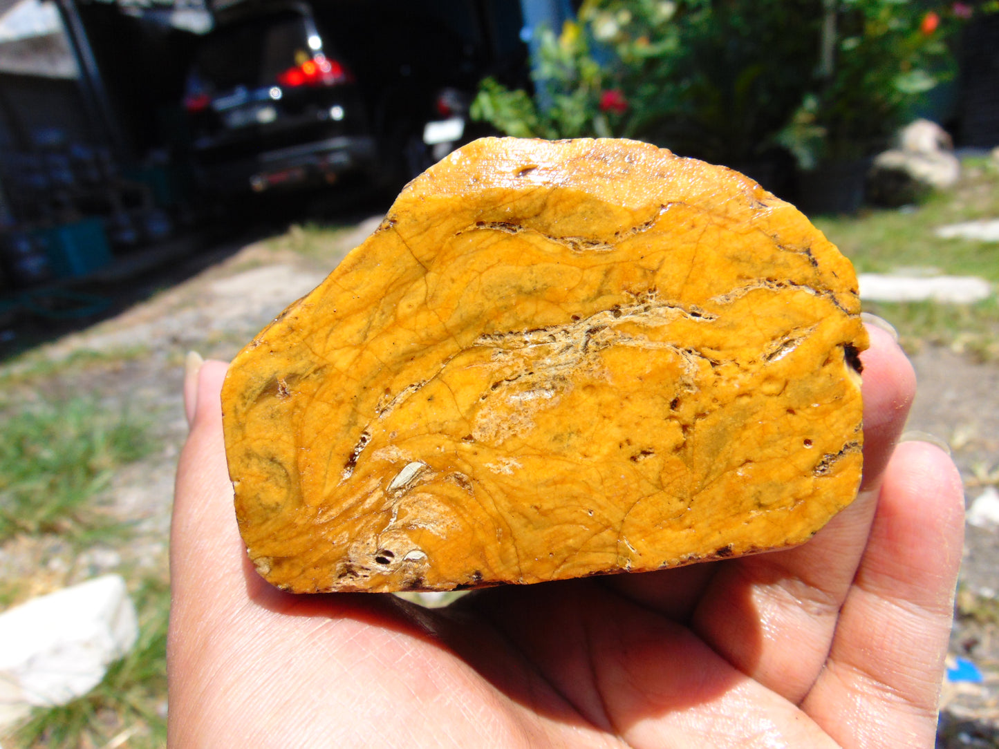 261 gram Polished Indonesia Yellow Fragrance Amber for Healing K822