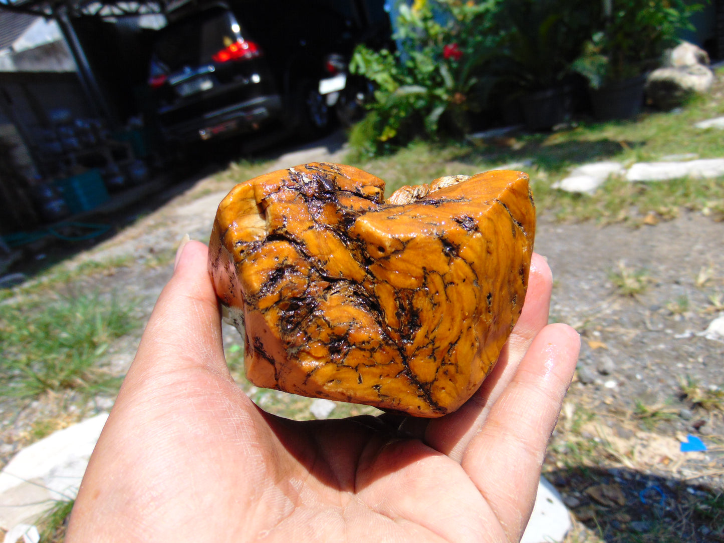 402 gram Polished Indonesia Yellow Fragrance Amber for Healing K824