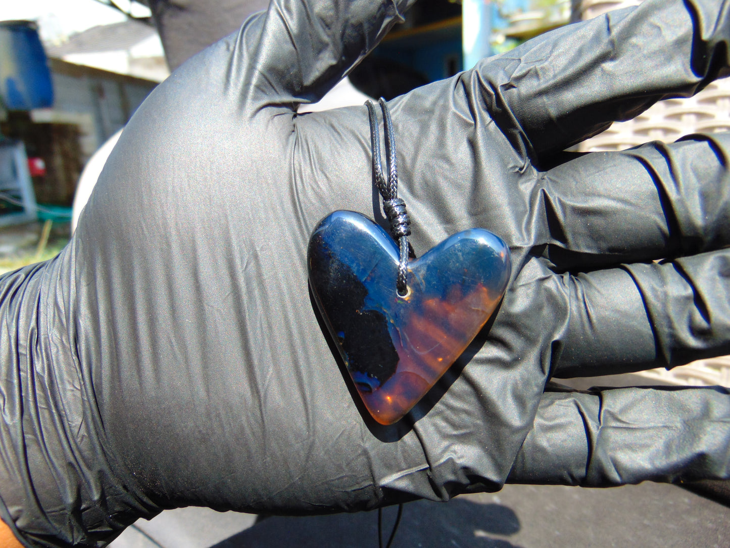 8 gr 36X30X9 mm Pendant Indonesian Blue Amber for Healing PBN691
